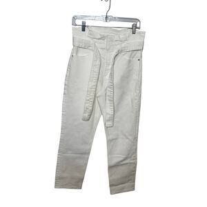FRAME Pleated Paperbag Waist Jeans Women’s 27 White High Rise Tapered Pants